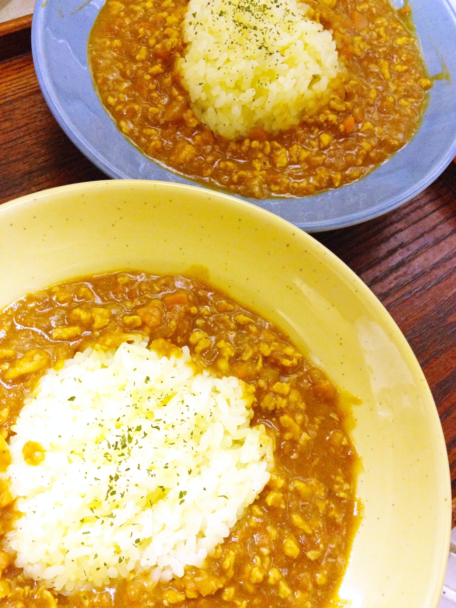 市販のルウと鶏挽き肉で、やや本格キーマカレー