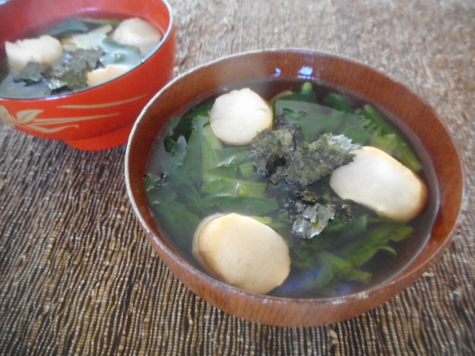 ほうれん草とお麩のお澄まし