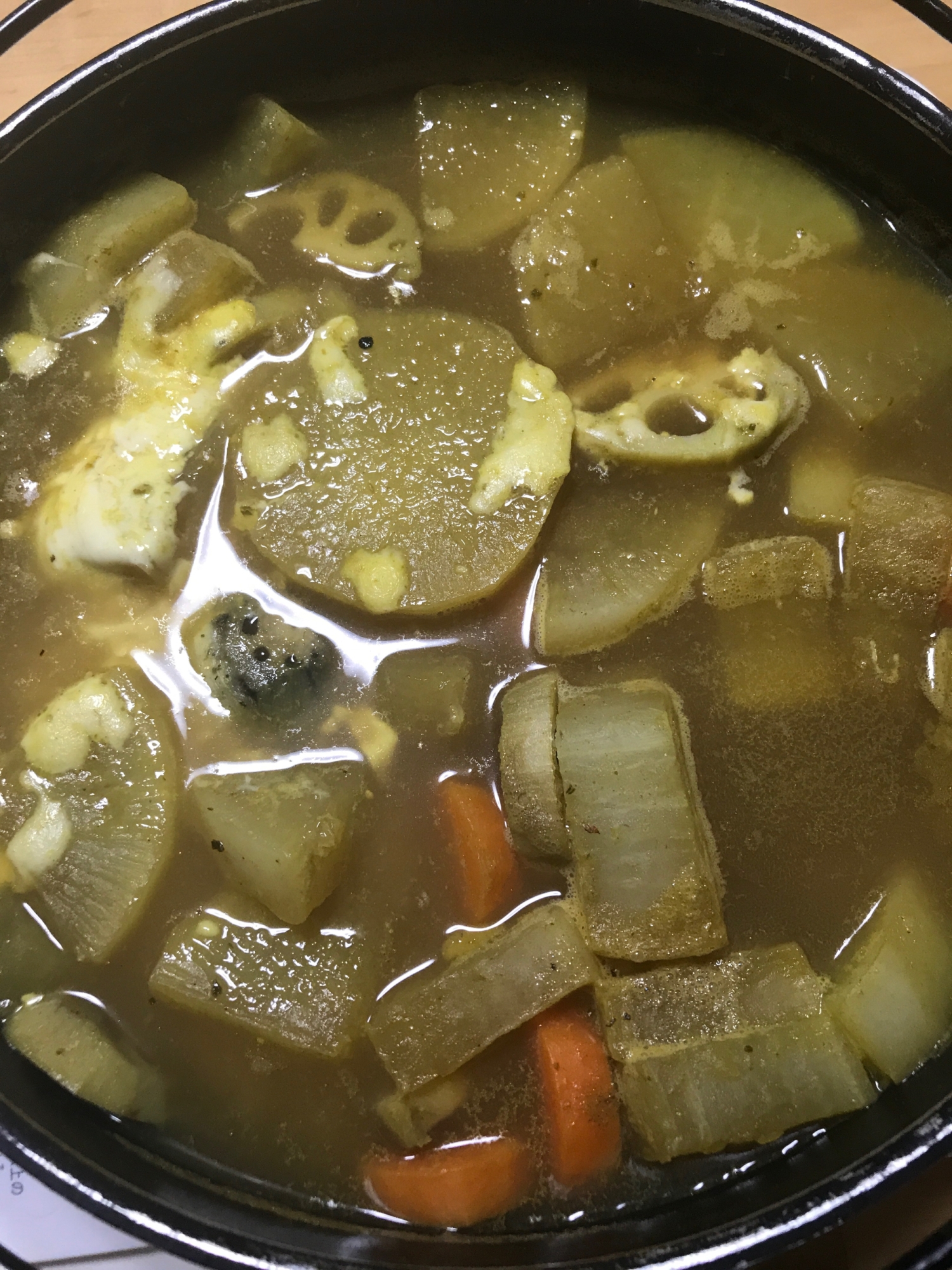 大根、人参、カレー、チーズ鍋