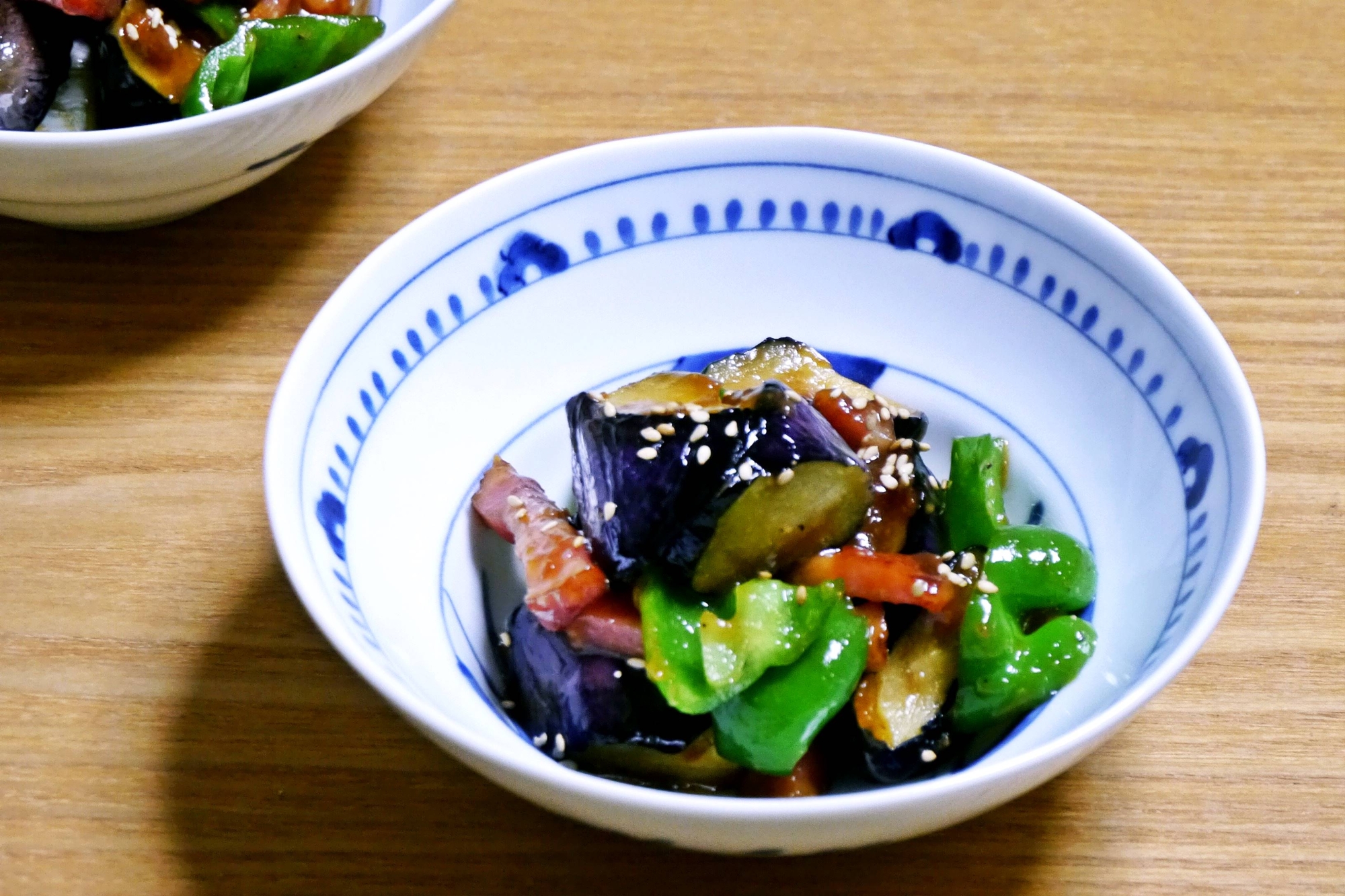 揚げ茄子ベーコンのハニー味噌和え