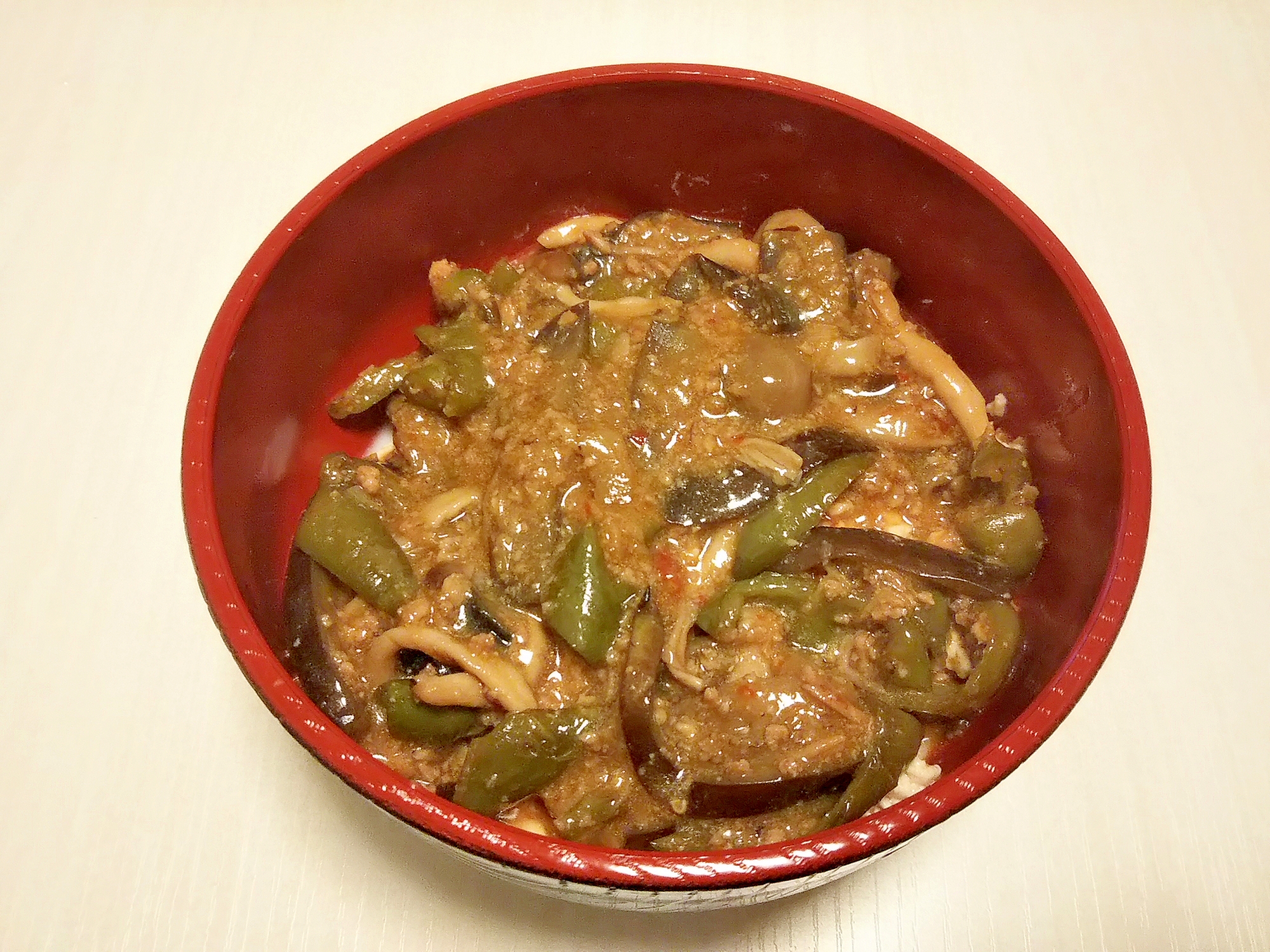 麻婆青椒茄子豆腐丼