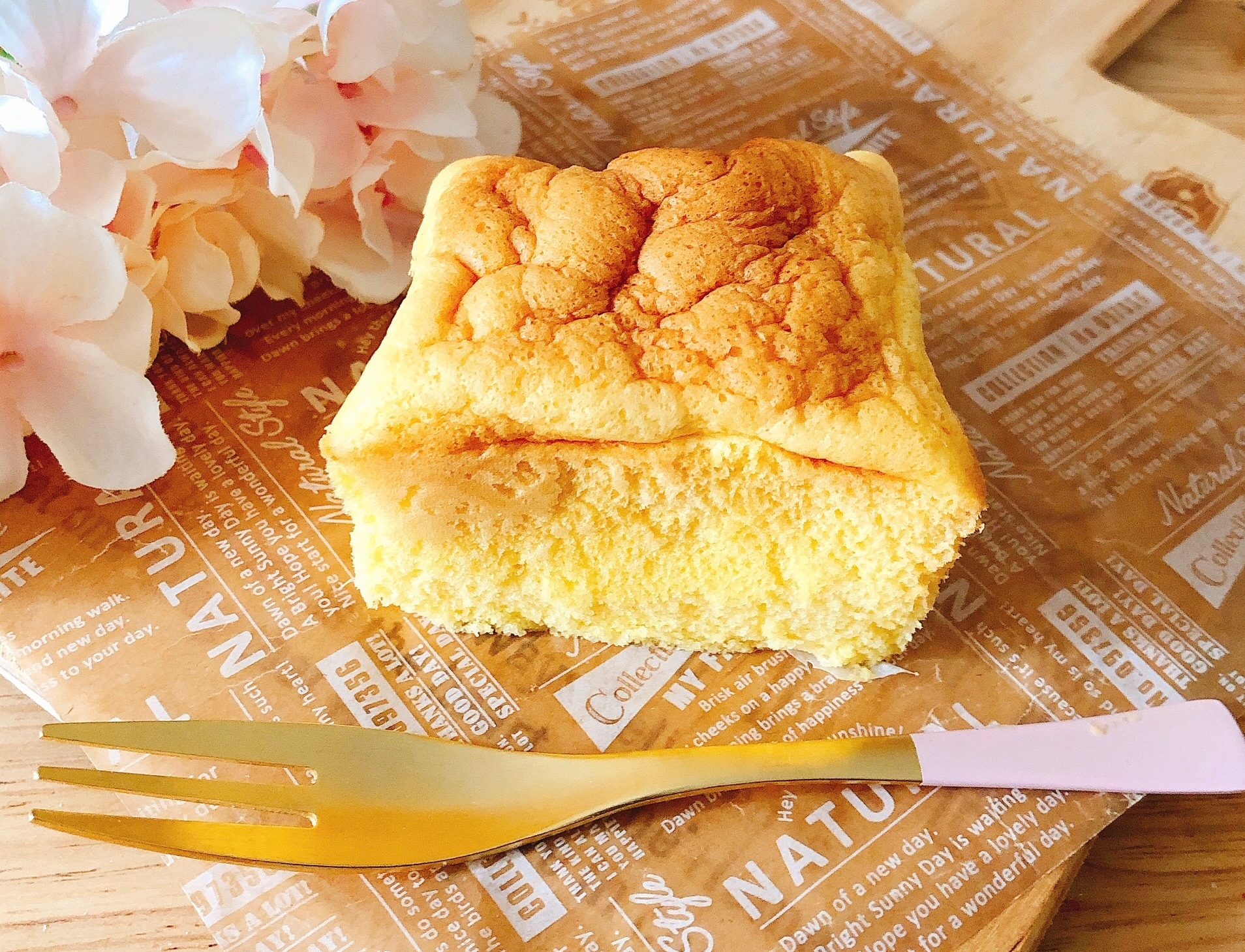 卵1個ꕤバターはちみつしっとりスポンジケーキ