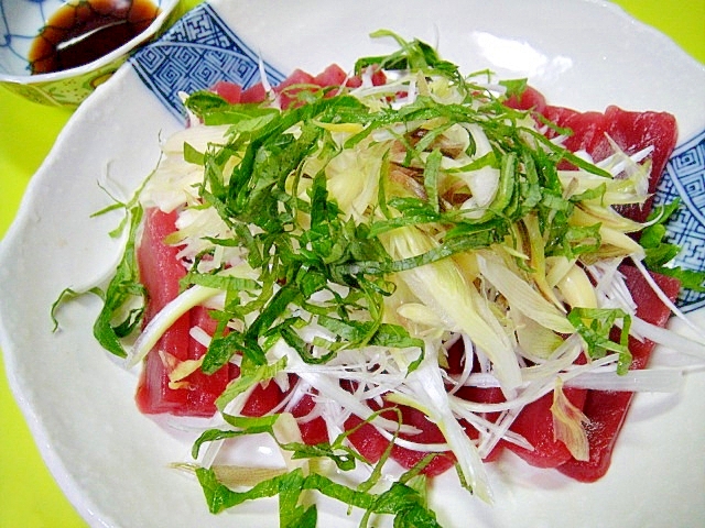 マグロの刺身☆たっぷり香味野菜添え