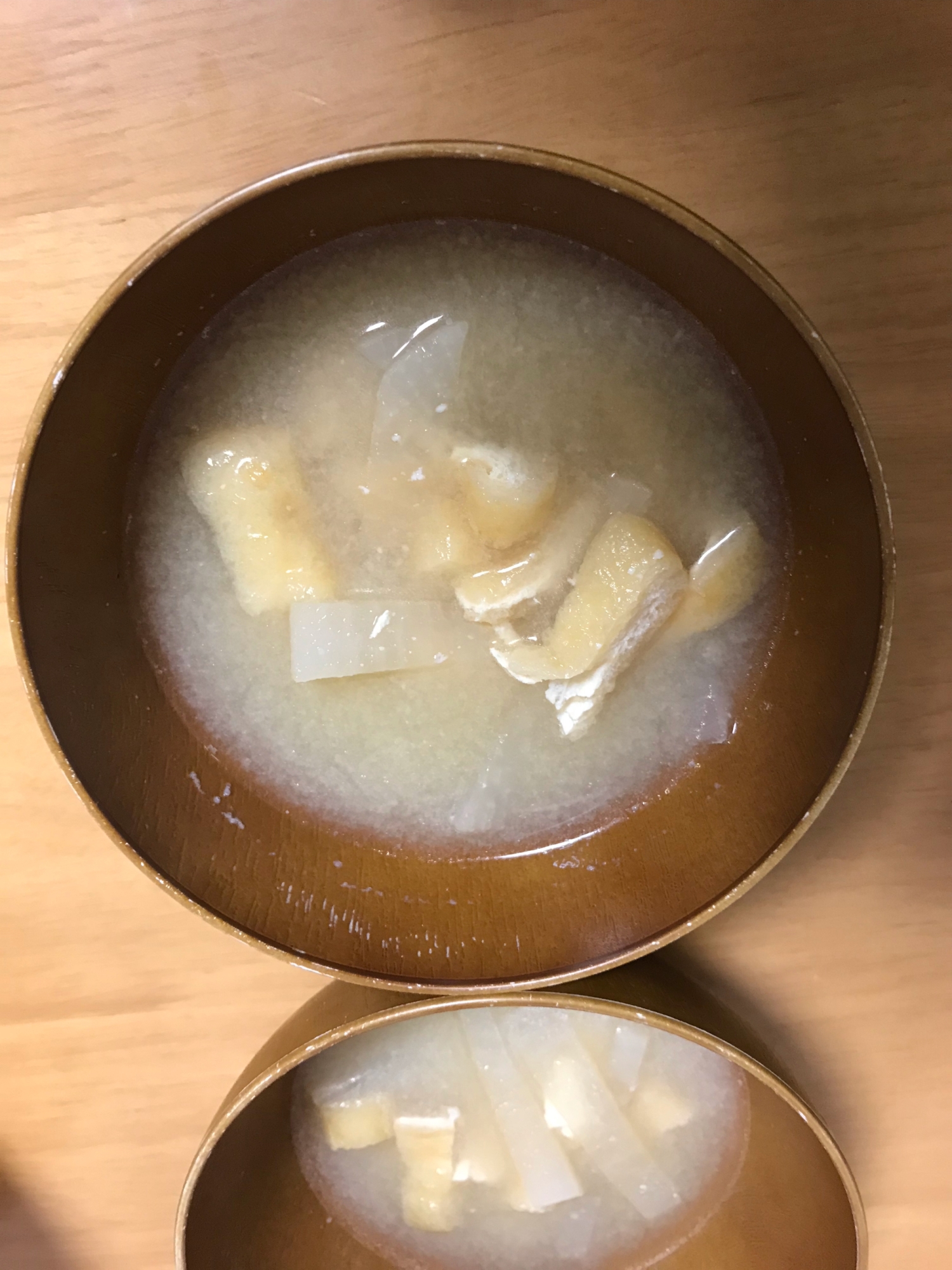 天然だしパックで大根と油揚げの味噌汁♩