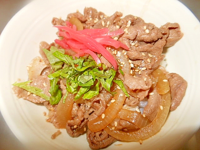 フライパンで手早くランチ牛丼☆