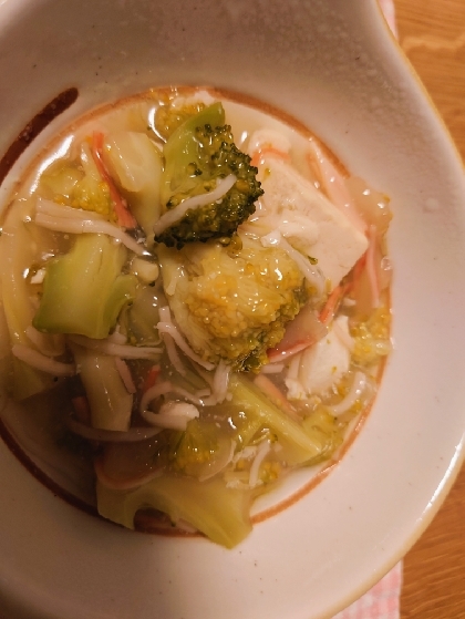 しょうがの風味がとってもいい感じ。優しいお味で美味しかったです。カニカマはお安いので、家計も助かります。
また作ります。