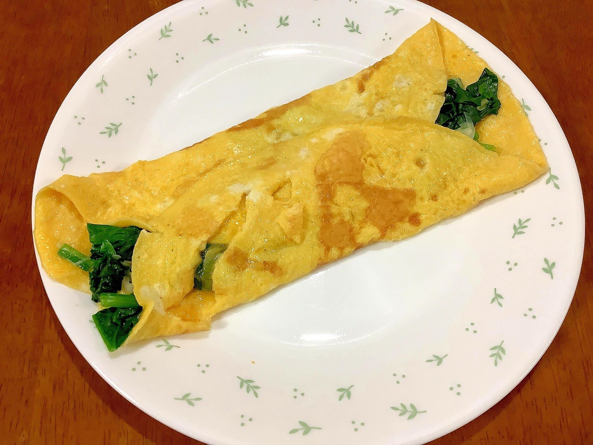 ほうれん草とねぎのオムレツ