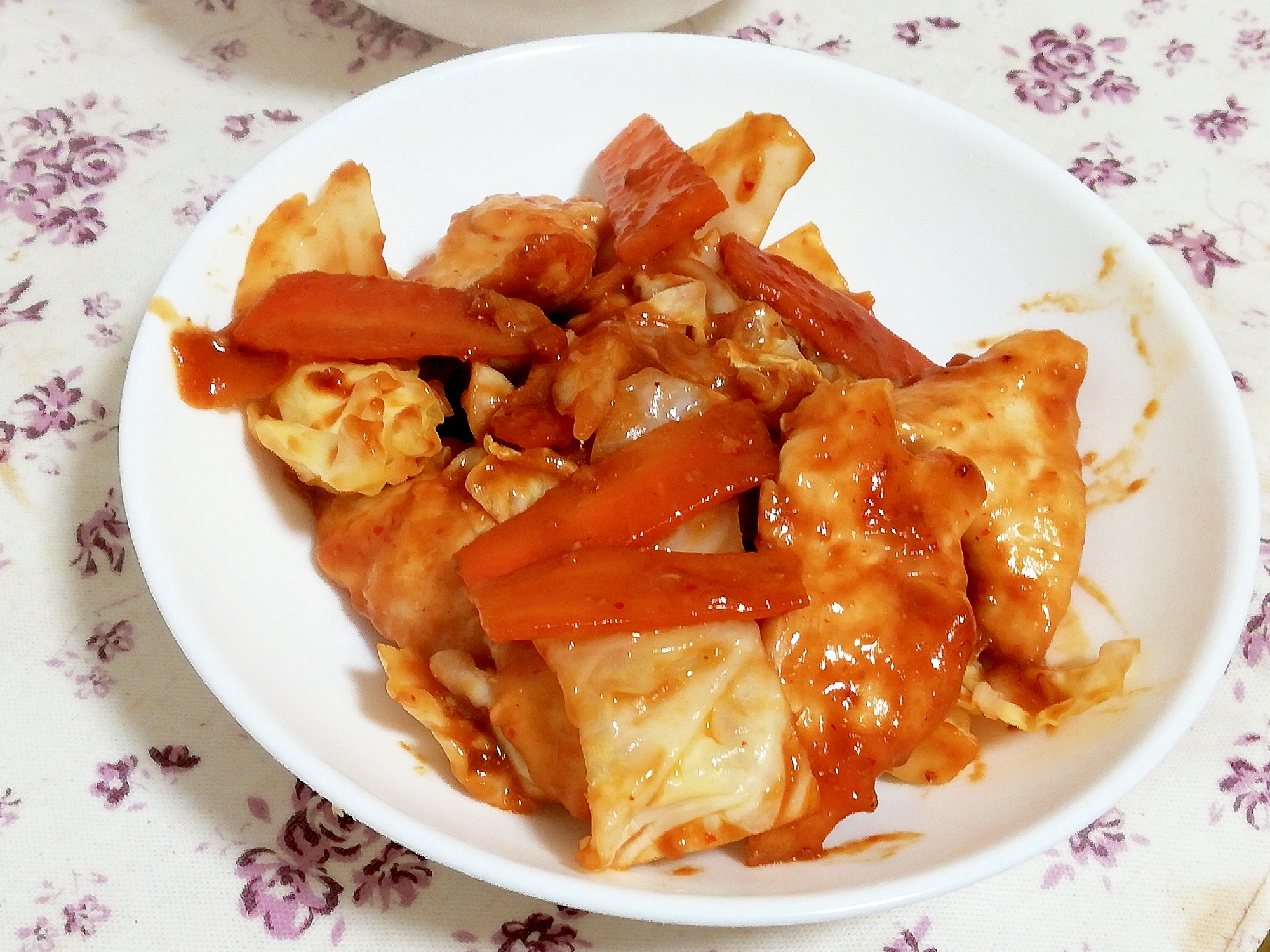 鳥むね肉でヘルシー♪簡単回鍋肉風味噌炒め