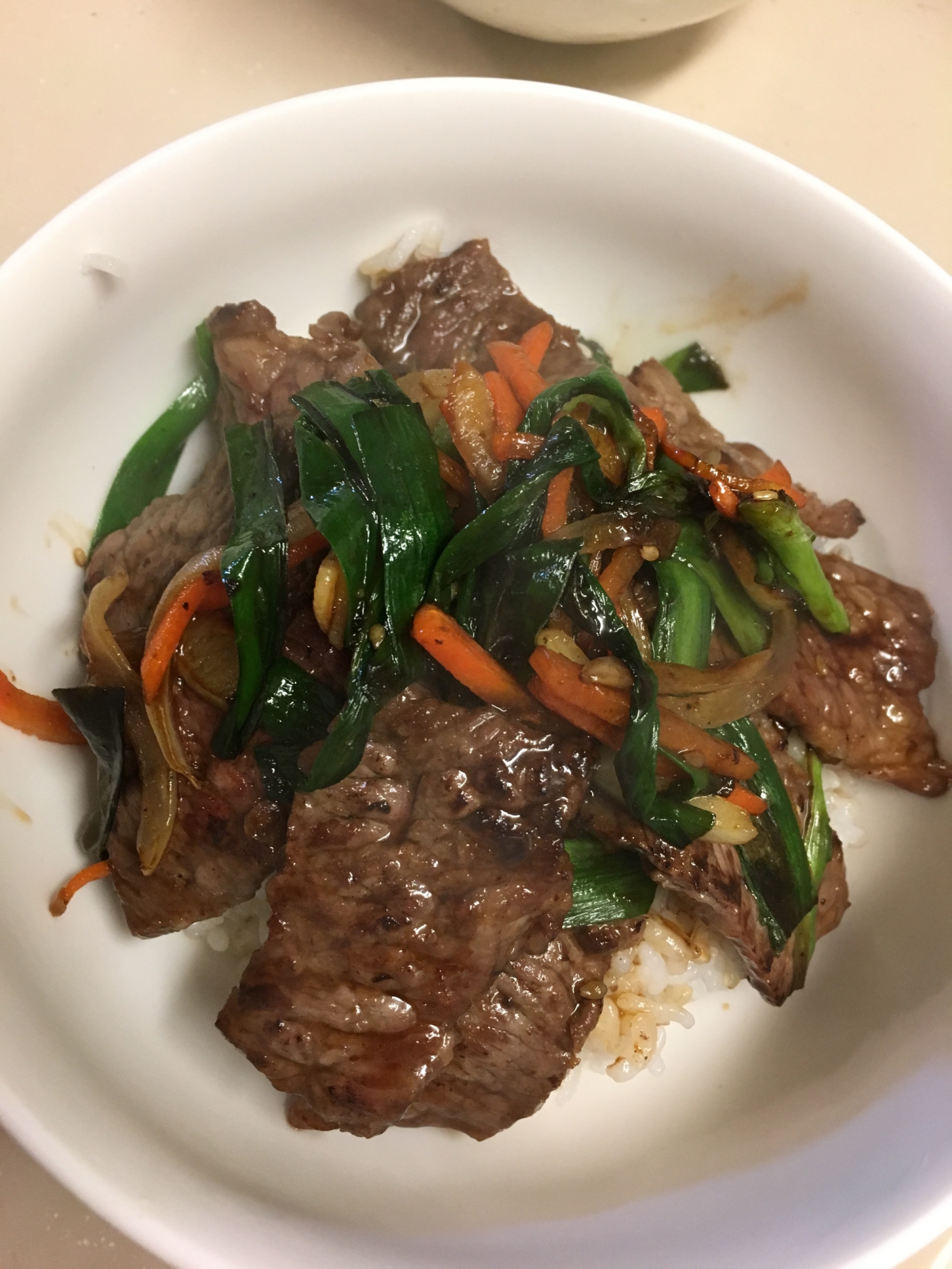 焼肉のタレでカルビ丼