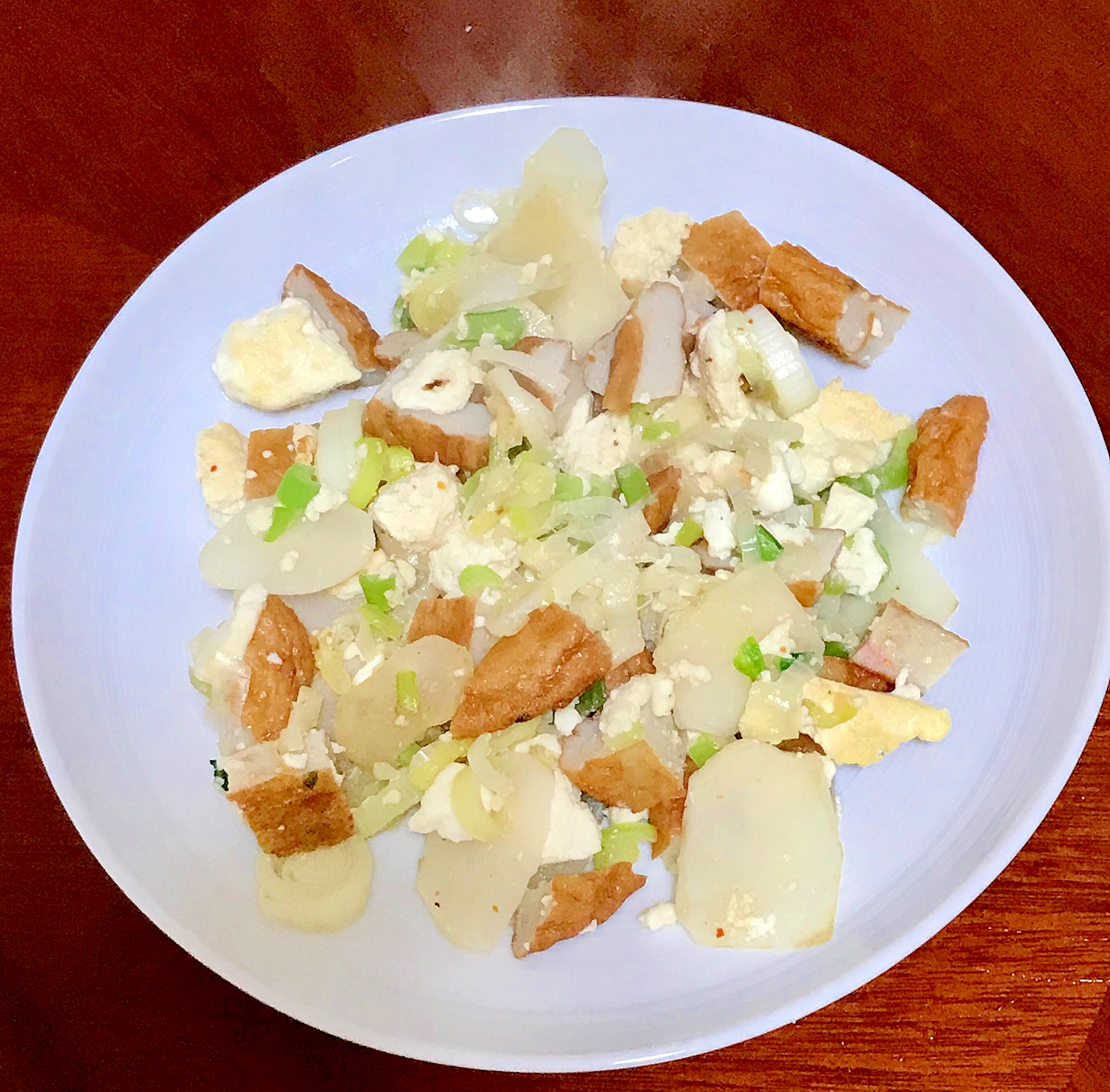 豆腐と菊芋とさつま揚げの醤油炒め