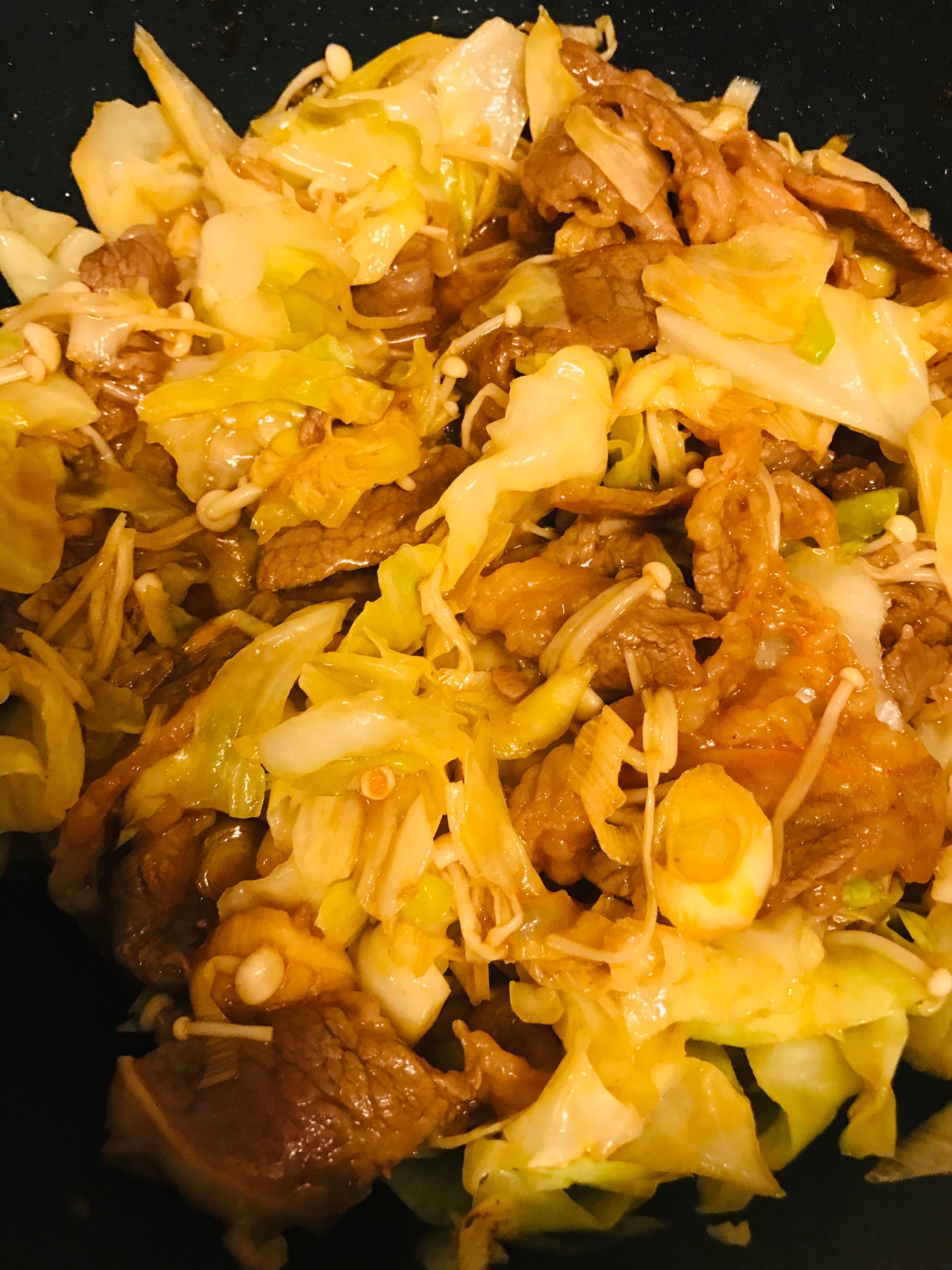 豚バラ　キャベツ　甘辛炒め