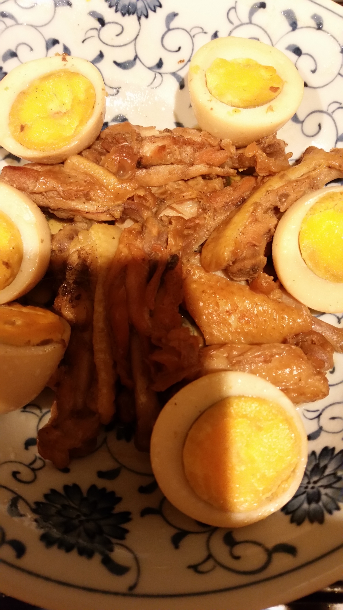 鶏スティックと卵の甘辛煮
