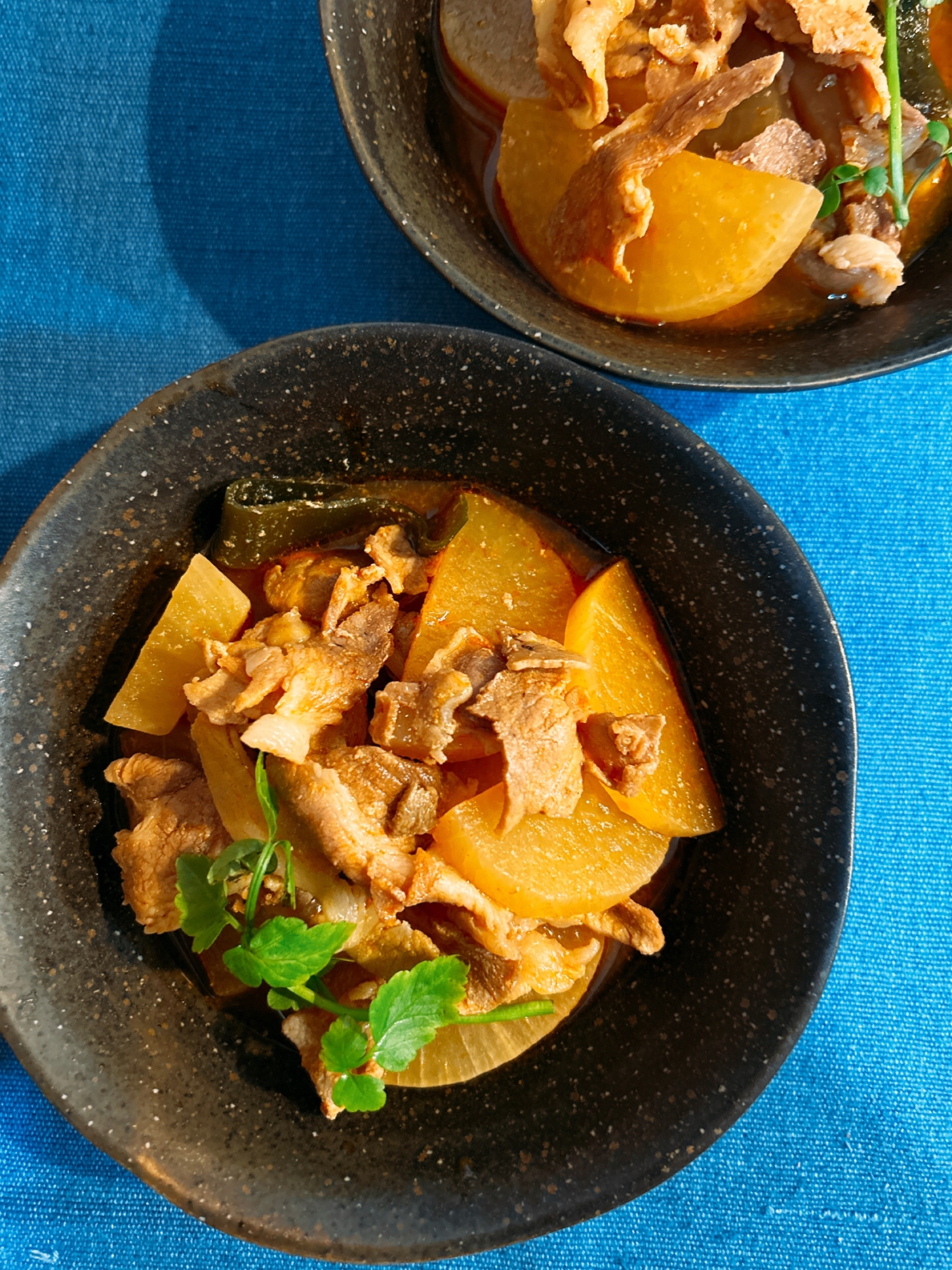 コチュトマで豚コマ大根煮