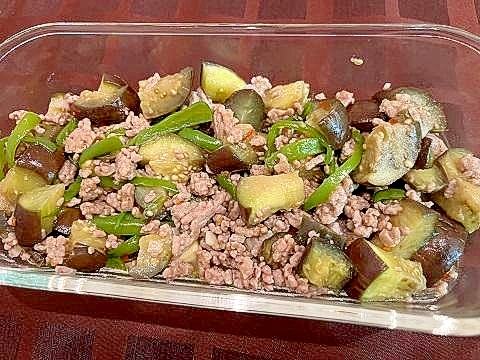 茄子とひき肉の豆板醤ピリ辛炒め