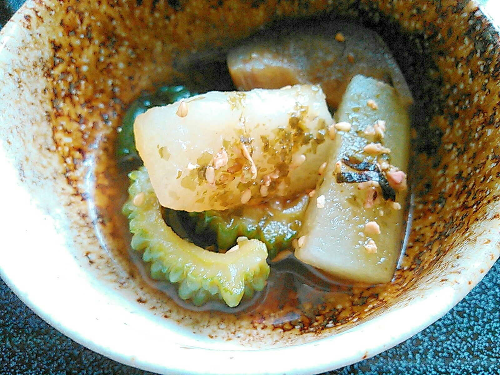 ゴーヤと冬瓜の胡麻海苔酢和え