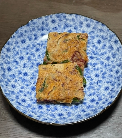 맛있어요！☘️ピーマンとコンビーフのチヂミ