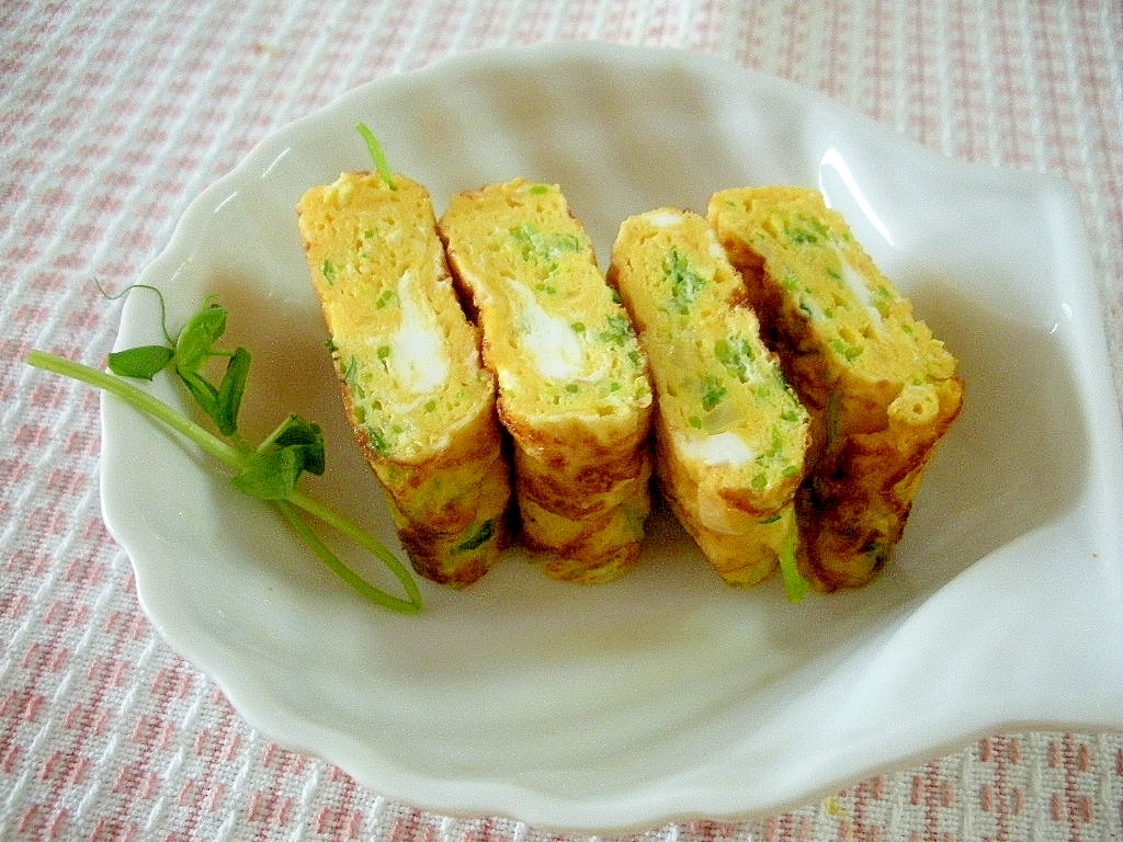 お弁当に！長ねぎと豆苗のさっぱりたまご焼き