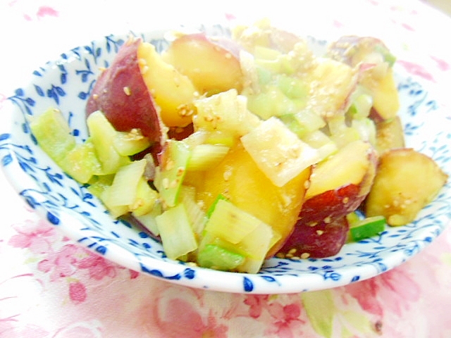 ピリッと美味しい❤長葱と薩摩芋の炊いたん❤