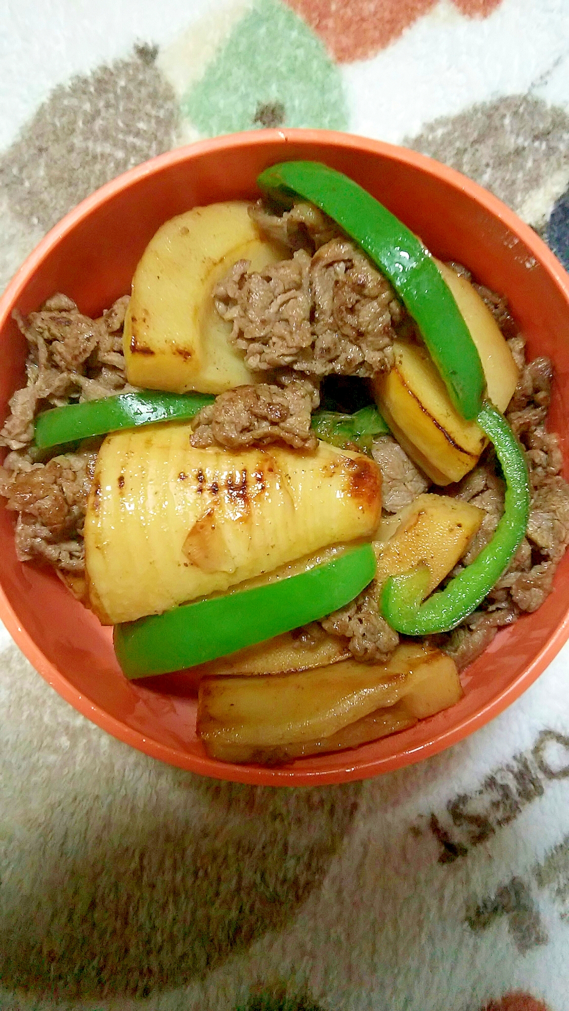 竹の子牛肉バター炒め　竹の子煮リメイク　お弁当