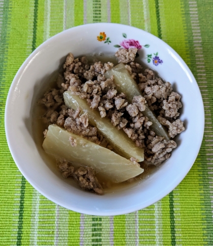 豚ひき肉と大根とかぶの甘辛炒め煮^_^