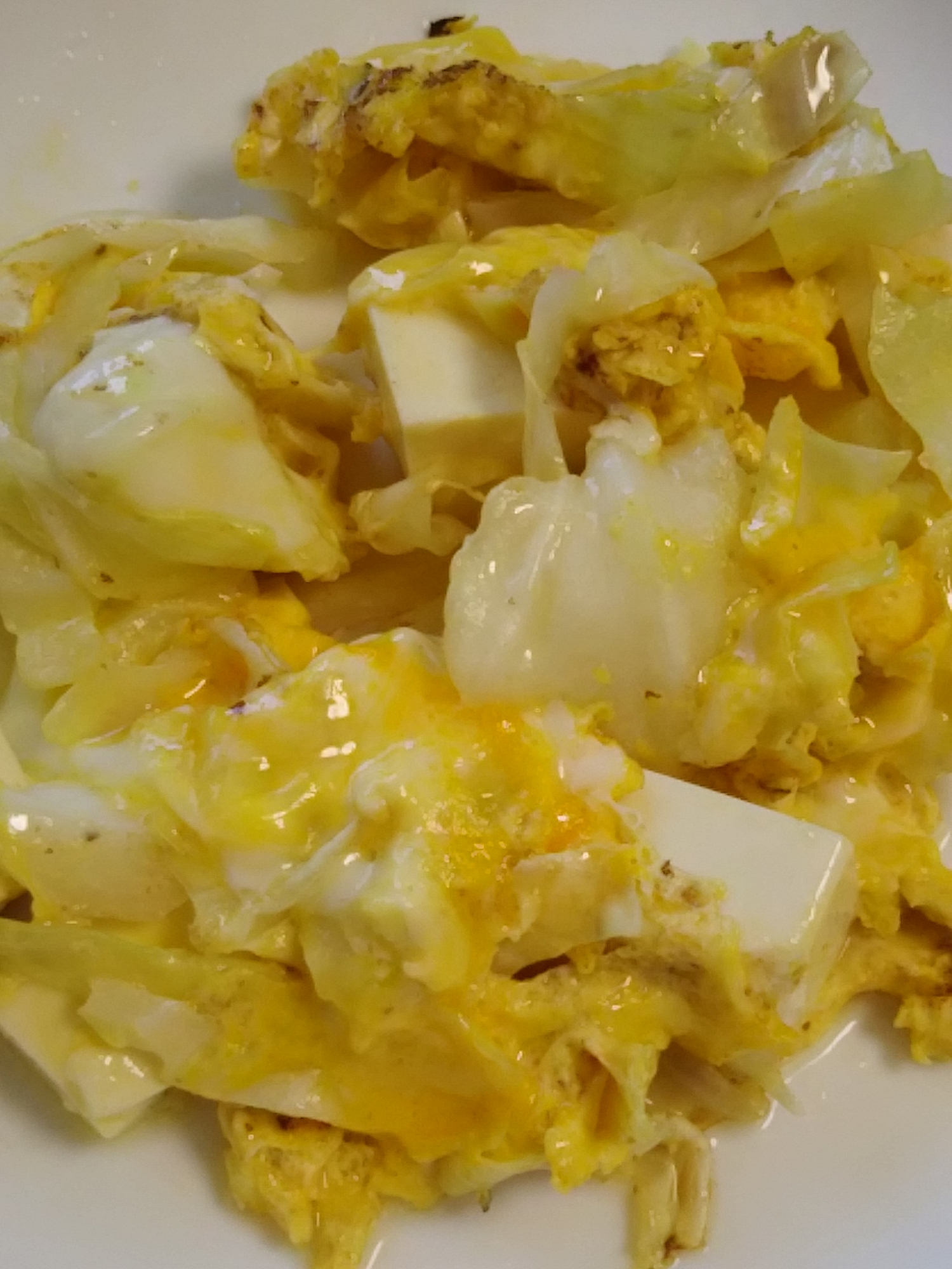 豆腐とキャベツの卵炒め(^^)