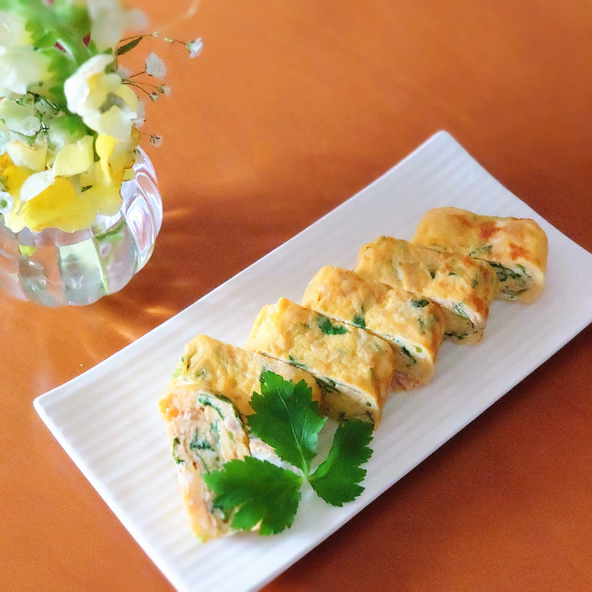 三つ葉とツナの玉子焼きꕤ୭*