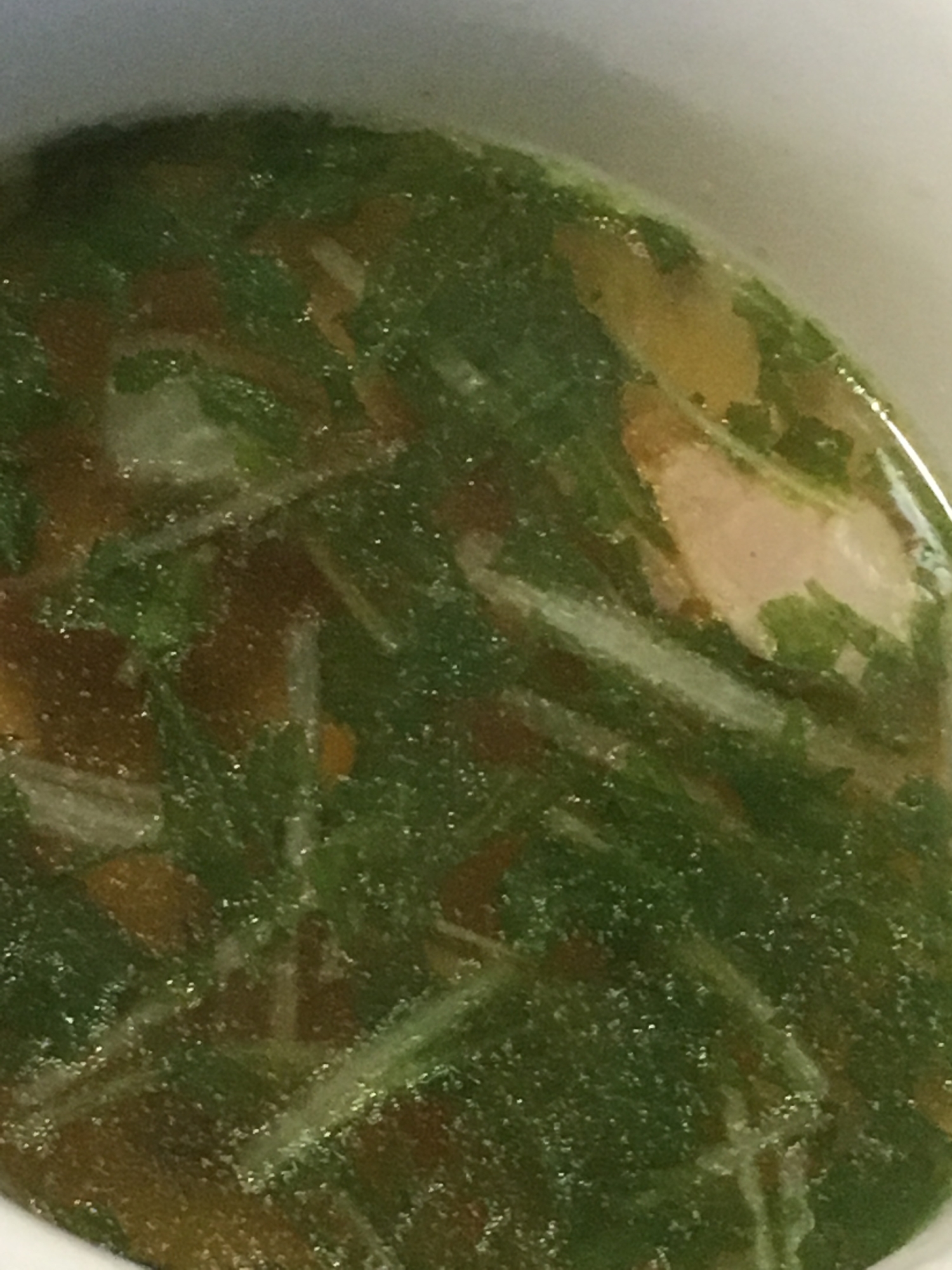 水菜とウインナーのコンソメスープ