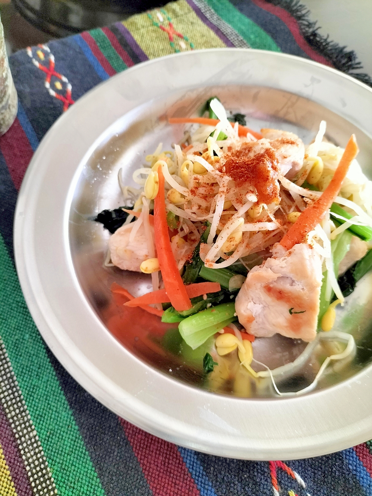 鶏肉のもろみ味噌ナムル和え♩