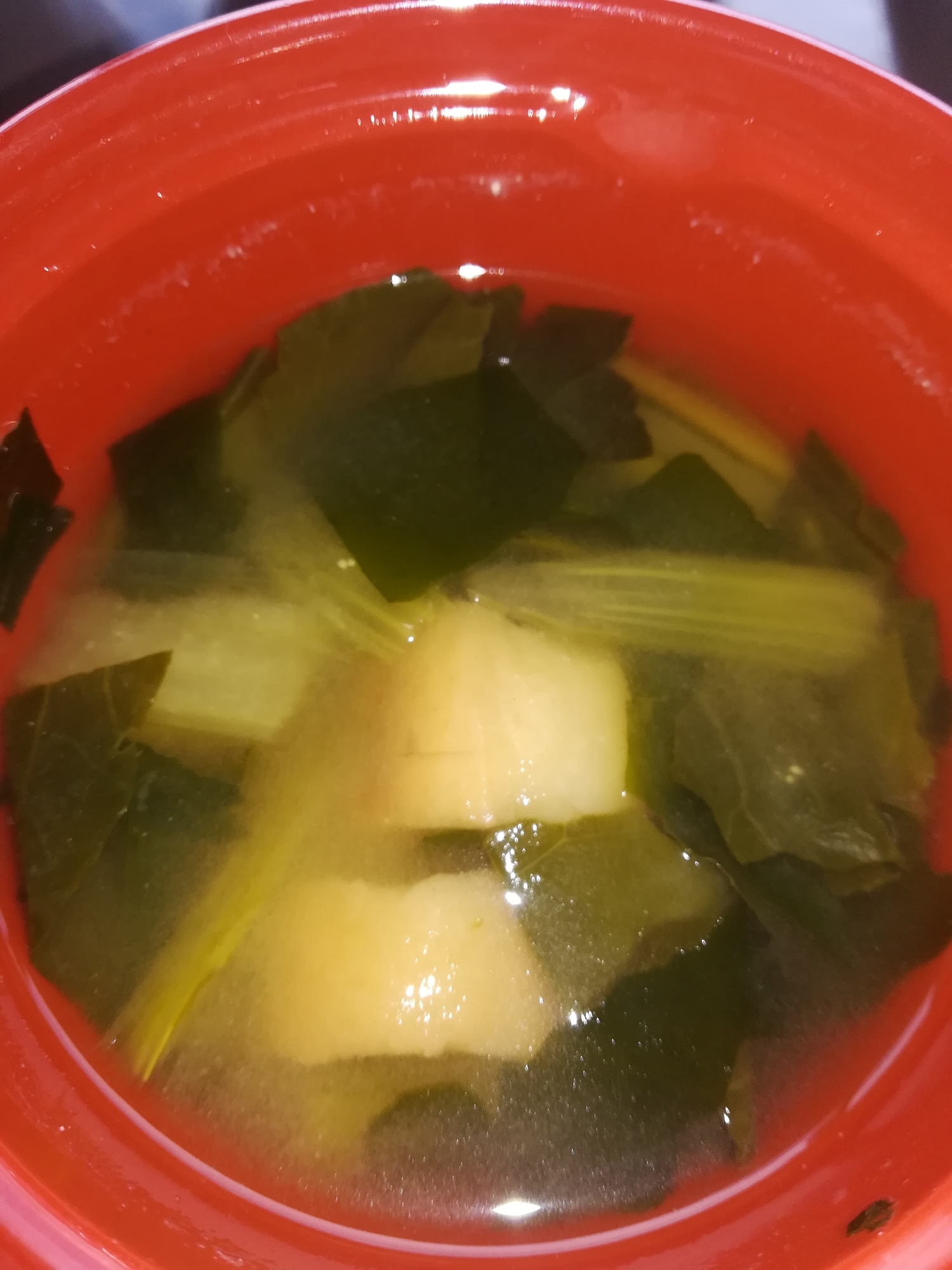 小松菜とお麩の味噌汁