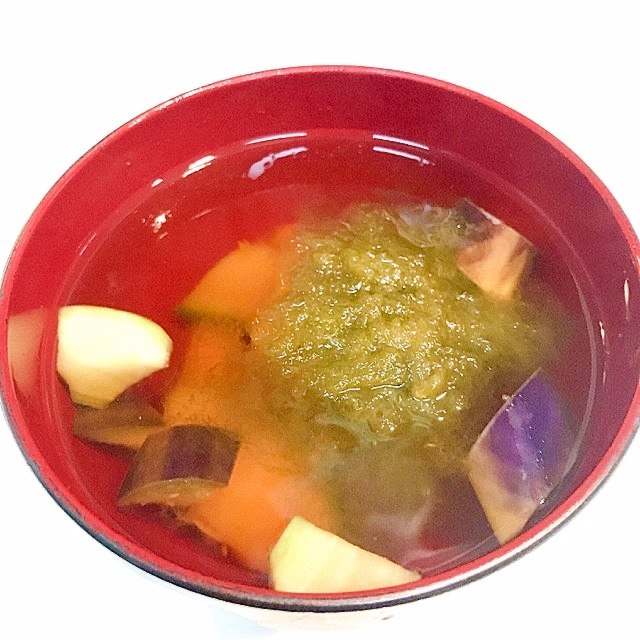 かぼちゃと茄子ととろろ昆布の☆美味しい和風スープ