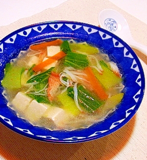 チンゲン菜とカニカマのとろみ中華スープ