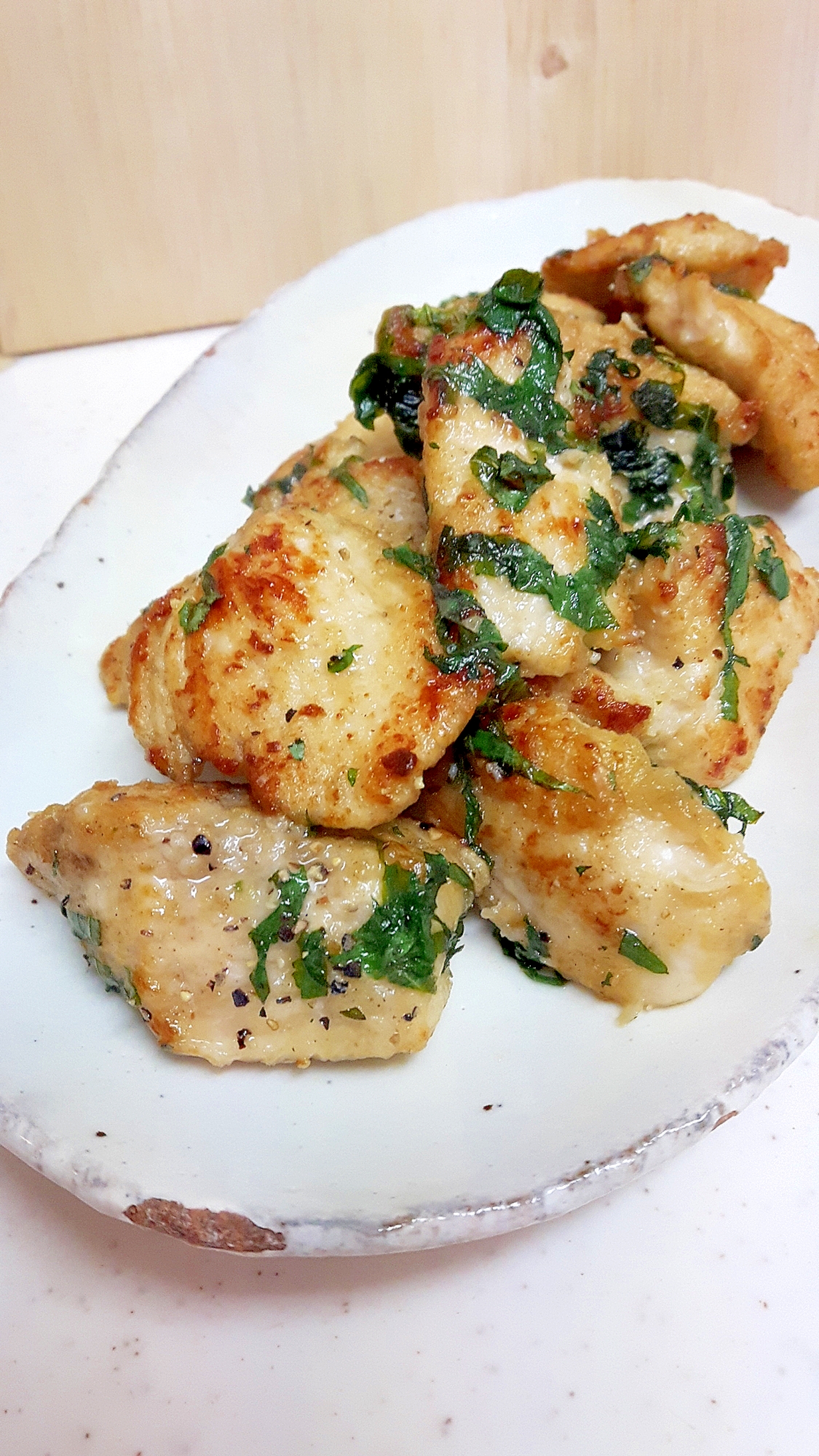 簡単!(^^)鶏むね肉の大葉炒め♪