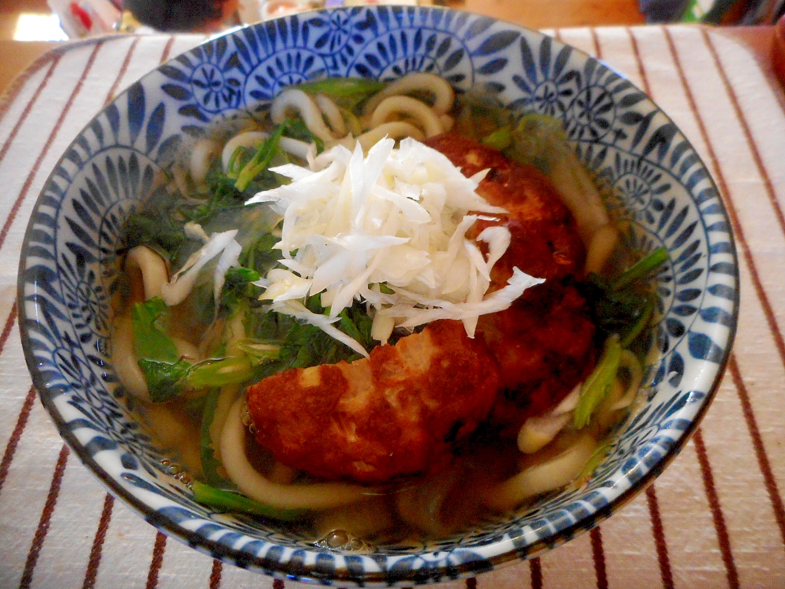 春菊とさつま揚げの汁うどん