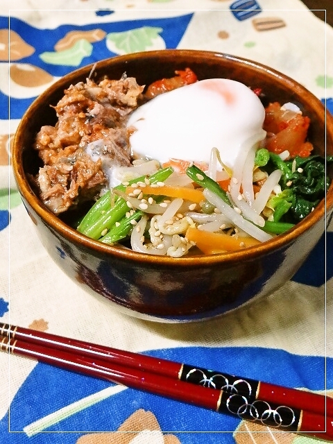 さば水煮缶の簡単ビビンバ丼