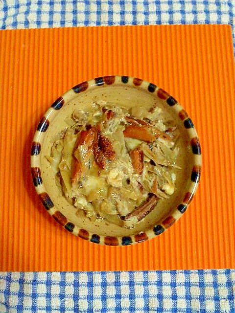 サンマの蒲焼缶詰とゴボウの卵とじ レシピ 作り方 By テツオ63 楽天レシピ