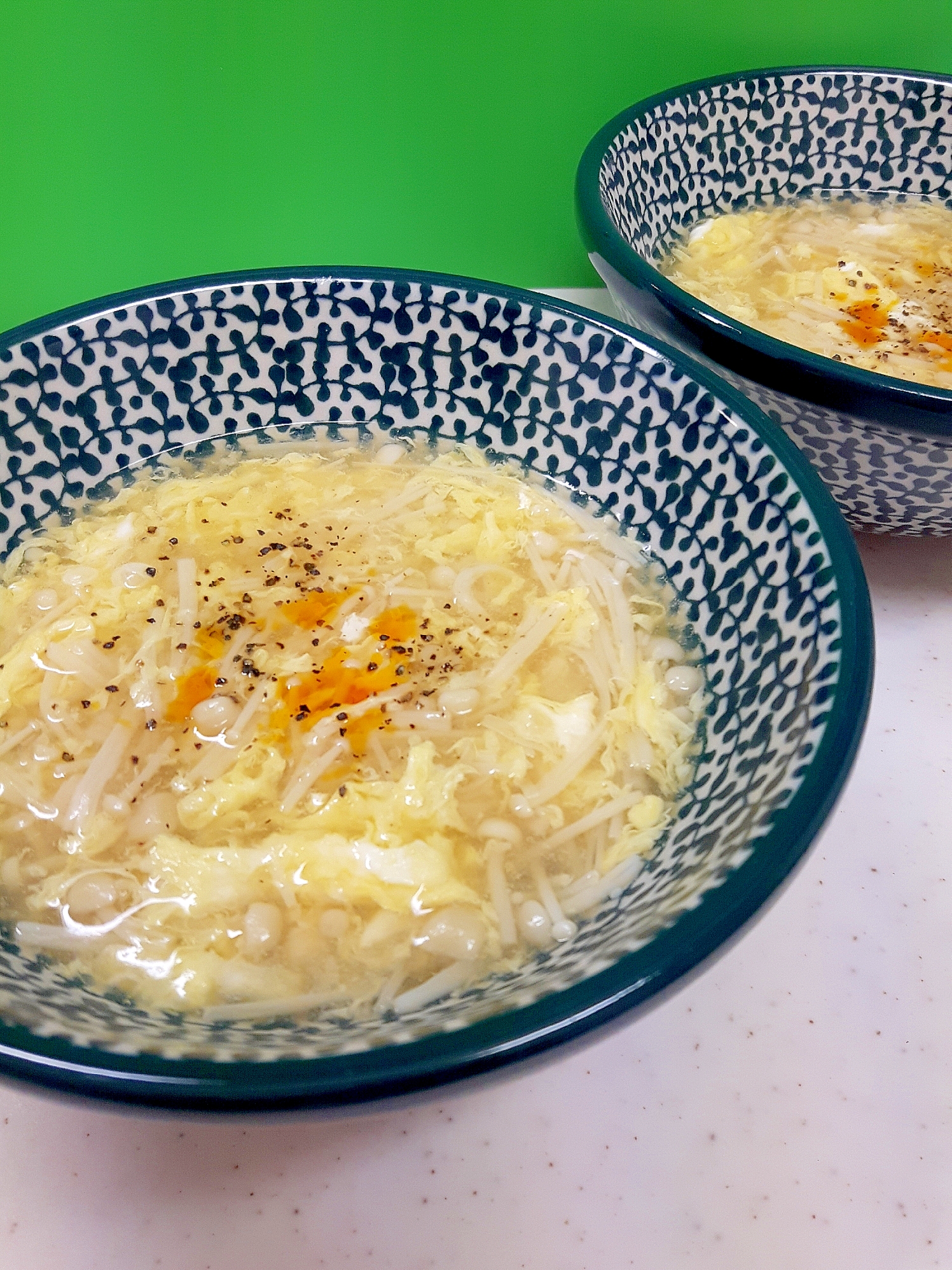 子供が喜ぶ(^^)エノキのかき玉酸辣湯風♪