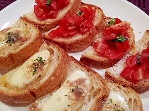 2種のブルスケッタ（トマトバジル・アンチョビ） レシピ・作り方 by 