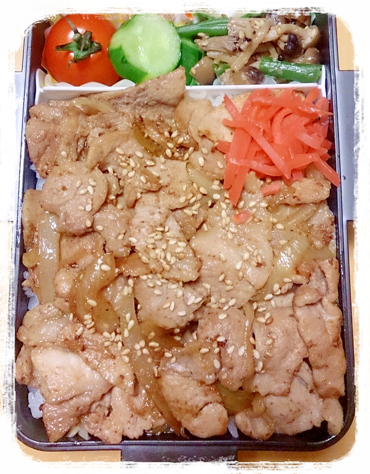 高校生の男子弁当☆豚こまでピリ辛丼