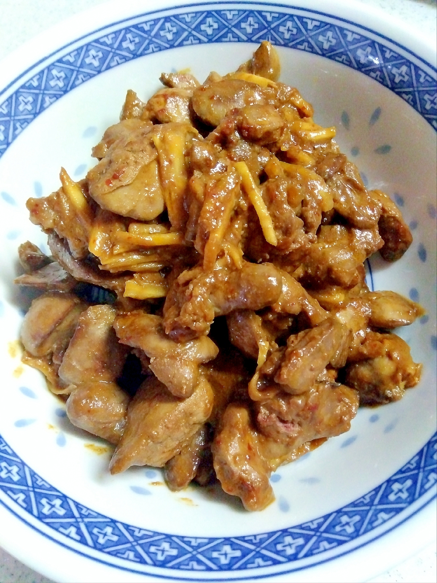 鶏レバーの辛味噌炒め