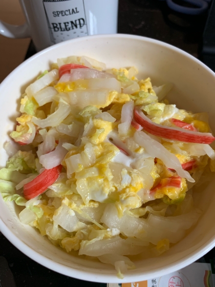 ヘルシー☆白菜とカニカマの卵とじ丼