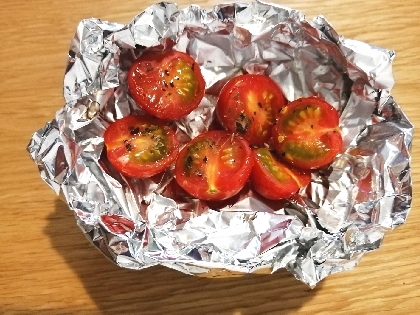 オーブントースターで　焼きトマト
