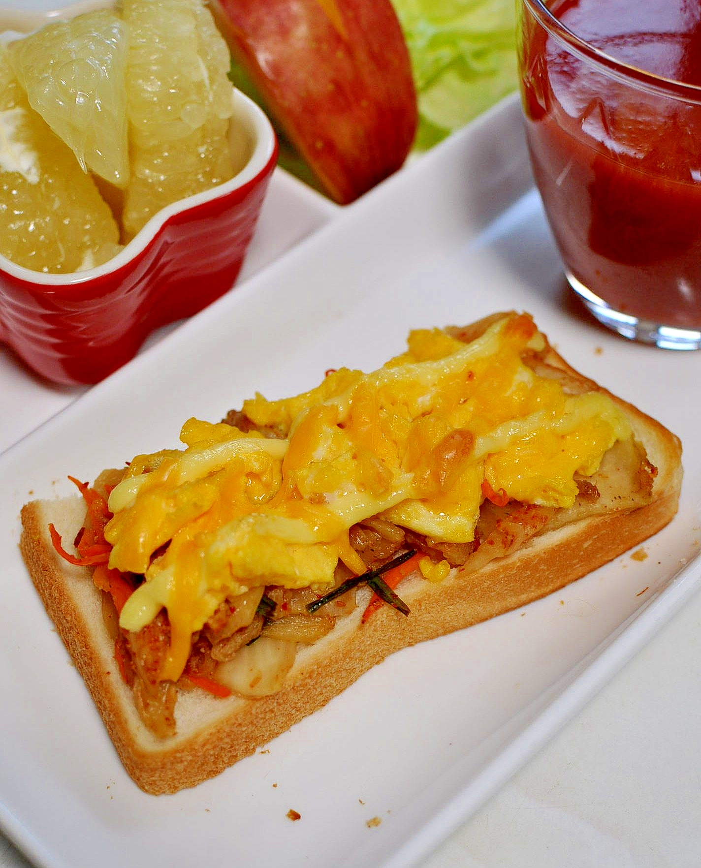 キムチと炒り卵のトースト レシピ 作り方 By ねこすけ 楽天レシピ