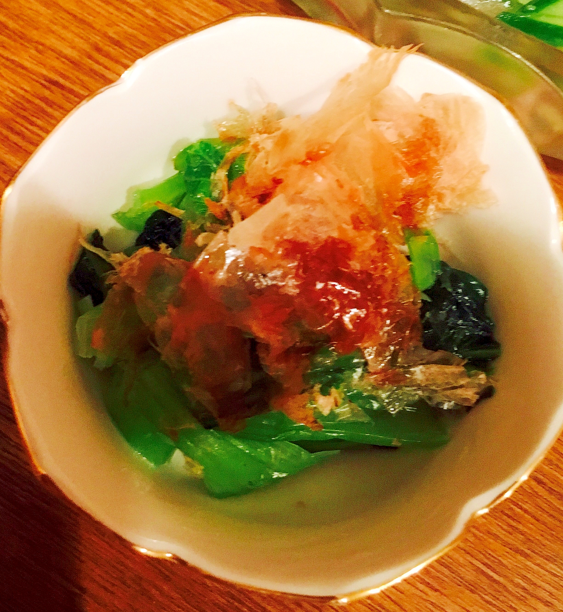 小松菜の麺つゆ和え