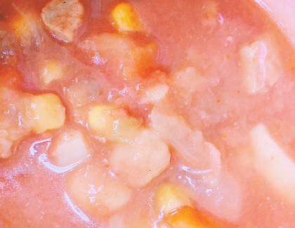 トマトジュースで♪大根ときのこのスープ