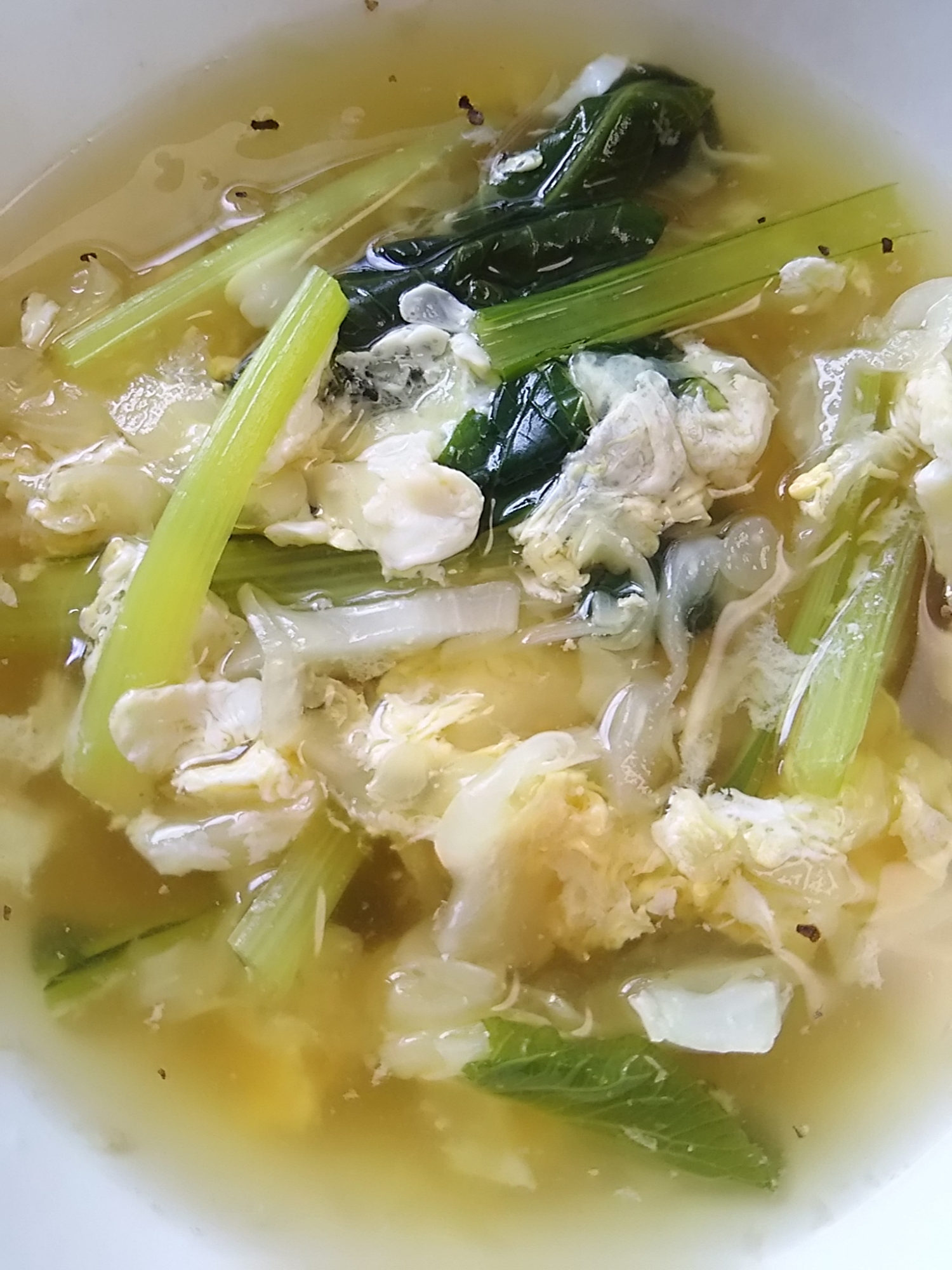 キャベツと小松菜の卵スープ(^^)