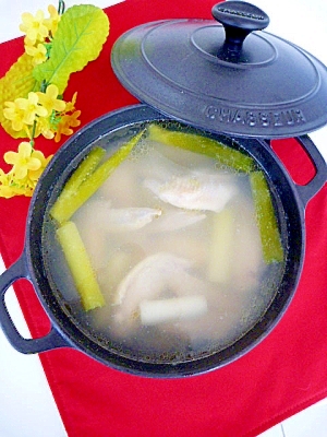塩麹で簡単☆鶏手羽先で白湯スープ