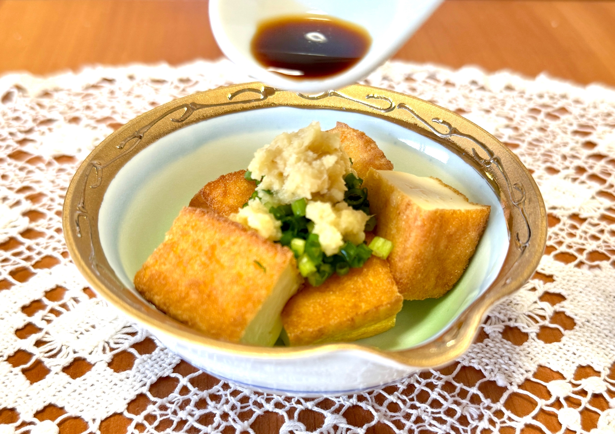 ちょこっとおつまみ♪薬味が効いた☆絹厚あげ焼き
