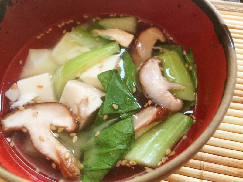 豆腐&シイタケ&チンゲン菜の中華スープ