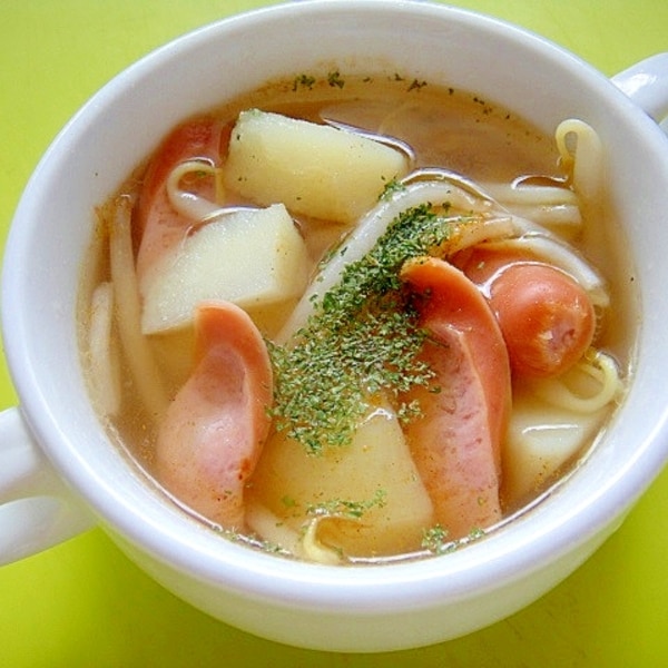 もやしとじゃがいもウインナーのカレーコンソメスープ レシピ 作り方 By Mint74 楽天レシピ もやしとじゃがいもウインナーのカレーコンソメスープ レシピ 作り方 By Mint74 楽天レシピ