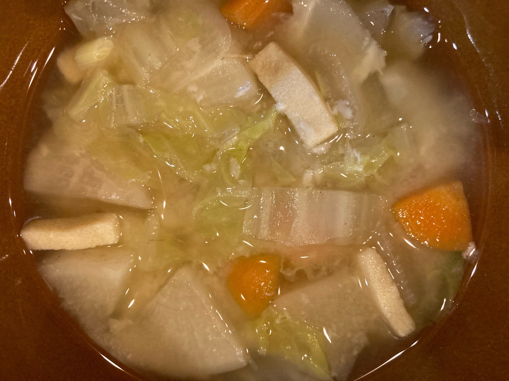 白菜と大根とにんじんと高野豆腐のかす汁